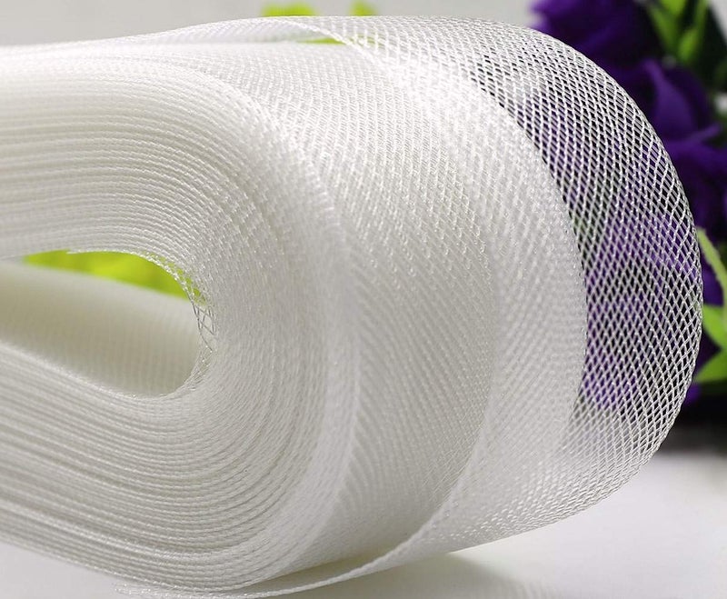 Abbaoww 50 Yards Stiff White Horsehair Braid 2 Inch Wide for Sewing Wedding Dress Dance Gowns Accessories Shaping Trimming - Image 1